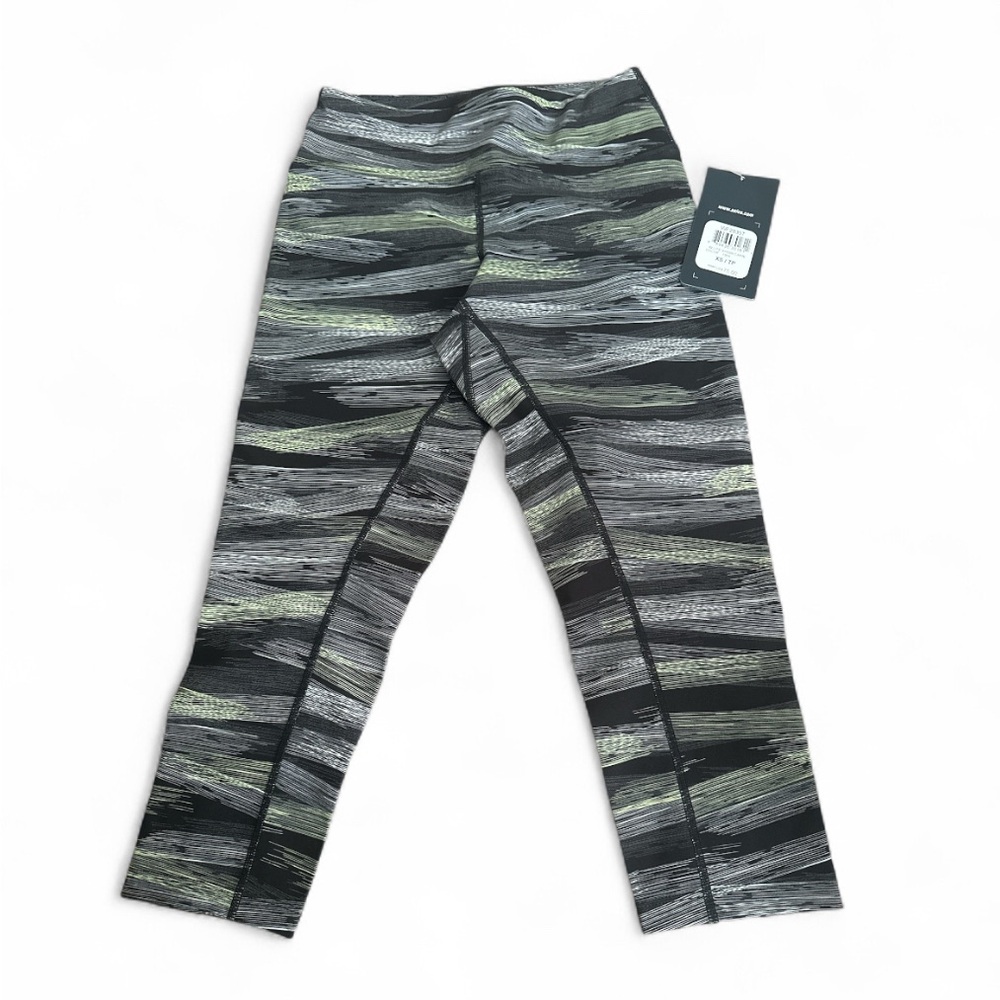 Asics Women's Striped Leggings - Green and Gray